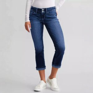 Frayed Hem Straight Leg Denim Jeans – Street Style Cut