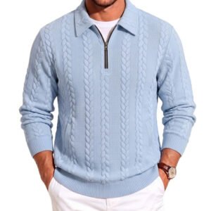 Men's Zip Pullover Long Sleeve Knit Top