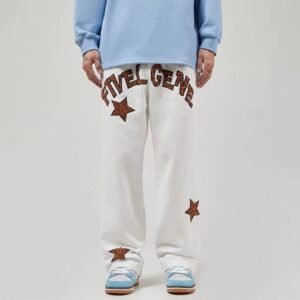 Alternative view of Men's Embroidered Casual Pants – Straight Leg Workwear Trousers