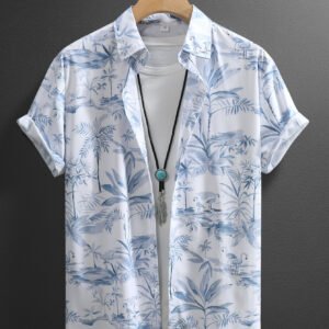Men's Floral Print Slim Fit Short Sleeve Shirt
