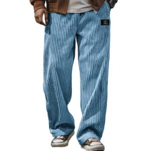 Alternative view of Men's Loose Straight-Leg Casual Pants – Pocket-Embroidered, Belted, Elastic Waist