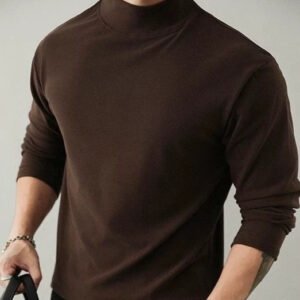 Men's Teddy Fleece Mock Neck Pullover Sweater — Long Sleeve
