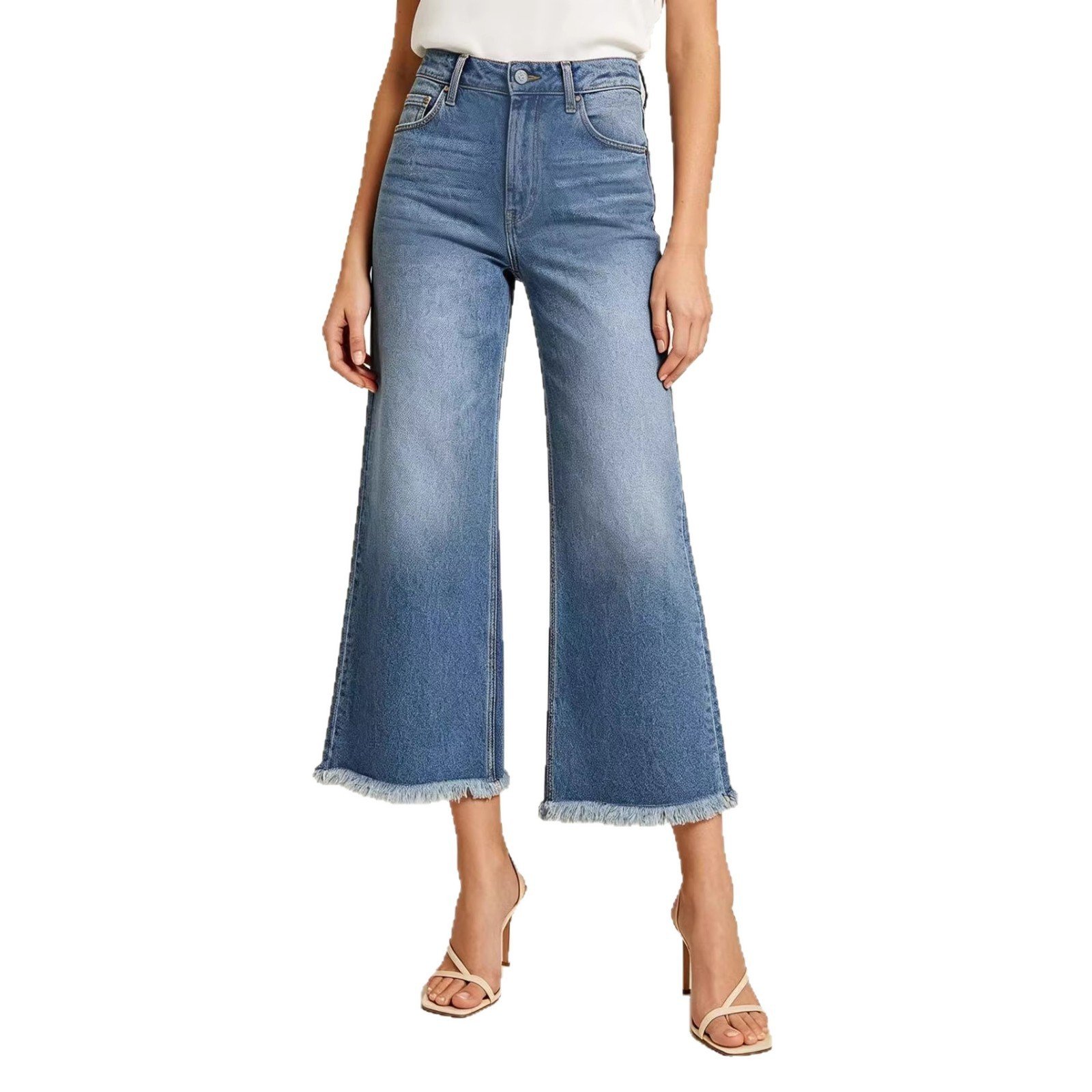 High Waisted Washed Straight Leg Jeans – Slimming Fit Cotton Denim - Image 5