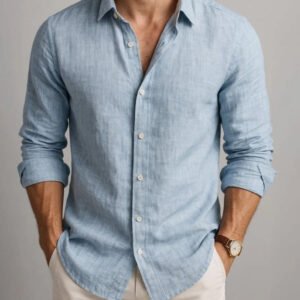 Men's Long Sleeve Cardigan – Loose Fit Bamboo Linen Top