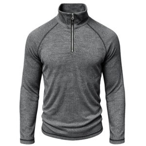Alternative view of Men's Zip-Up Turtleneck Top - Slim Fit Raglan Sleeve Sports Pullover