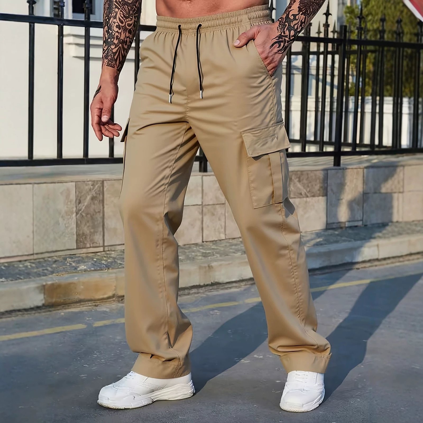 Men's Cargo Pants – Multi-Pocket Relaxed Fit Casual Workwear - Image 3
