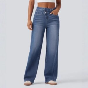 Asymmetric Low-Rise Button-Fly Jeans