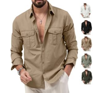 Men's Multi Pocket Long Sleeve Casual Shirt – Spring/Fall Style