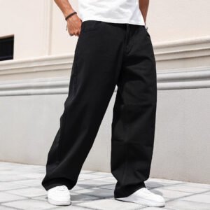 Alternative view of Men's Plus Size Straight Leg Jeans - Black Denim, Mid-Waist